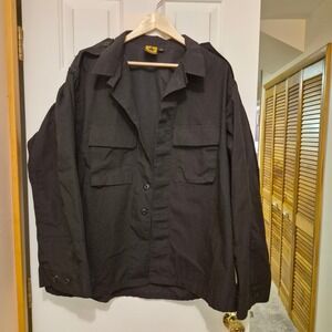 Propper Men BDU Tactical Shirt Jacket Black Ripstop XL Regular Button Up Utility
